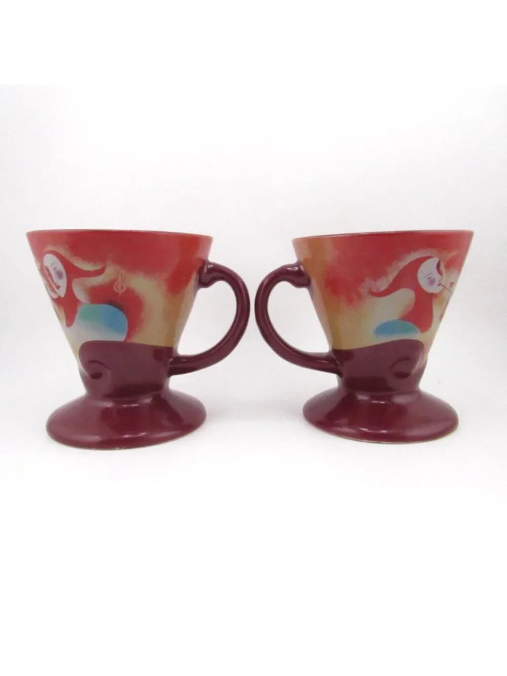 Vintage Pair Frangelico Court Jester LINDA FRICHTEL Espresso Coffee Cups/Mugs